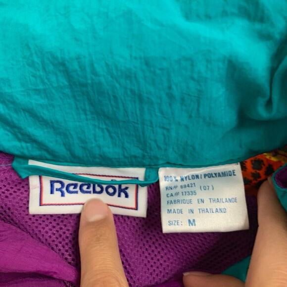 Vintage Reebok Jacket Womens M Medium Multi Retro Full Zip Hoodie Oversized - Picture 8 of 11